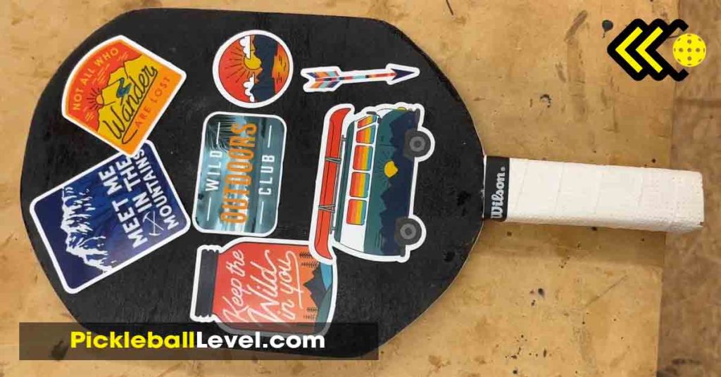 pickleball paddle with stickers